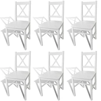 kitchen white dining chairs set of 6 for dining room home modern decor 6 pcs pinewood
