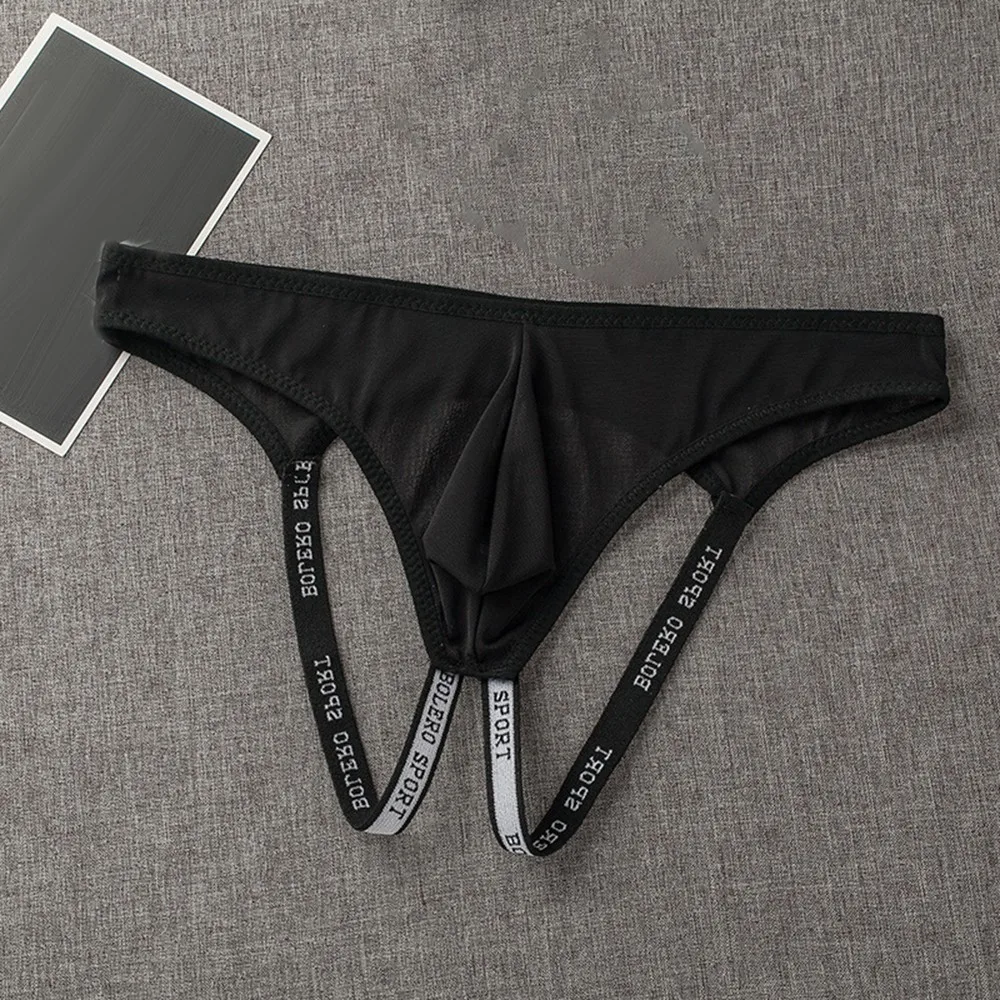 

Sexy Men's G-string Briefs Jockstrap Mesh Thongs Breathable Underwear Backless Panty T Panties Open Butt Pouch Underpants Bikini