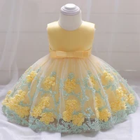 toddler baby girl tulle dress yellow clothes kids 1st birthday photoshoot party gowns elegant wedding princess dresses 2 10 year