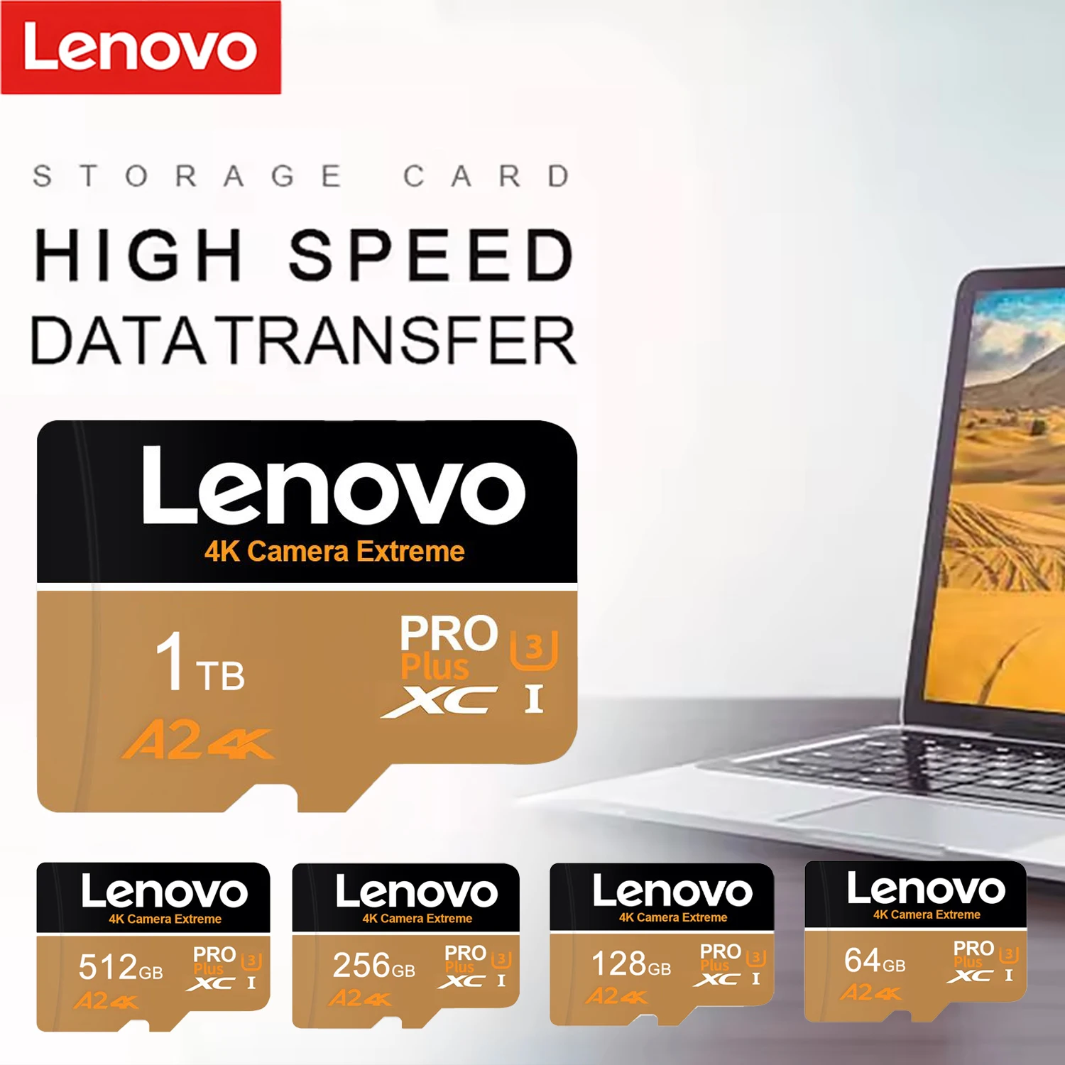 Фото Карта памяти Lenovo Micro SD 512 ГБ, SD-карта памяти 128 ГБ, флеш-карта Micro SD TF U3 V30, видео-карта TF для камер и устройств видеонаблюдения №1