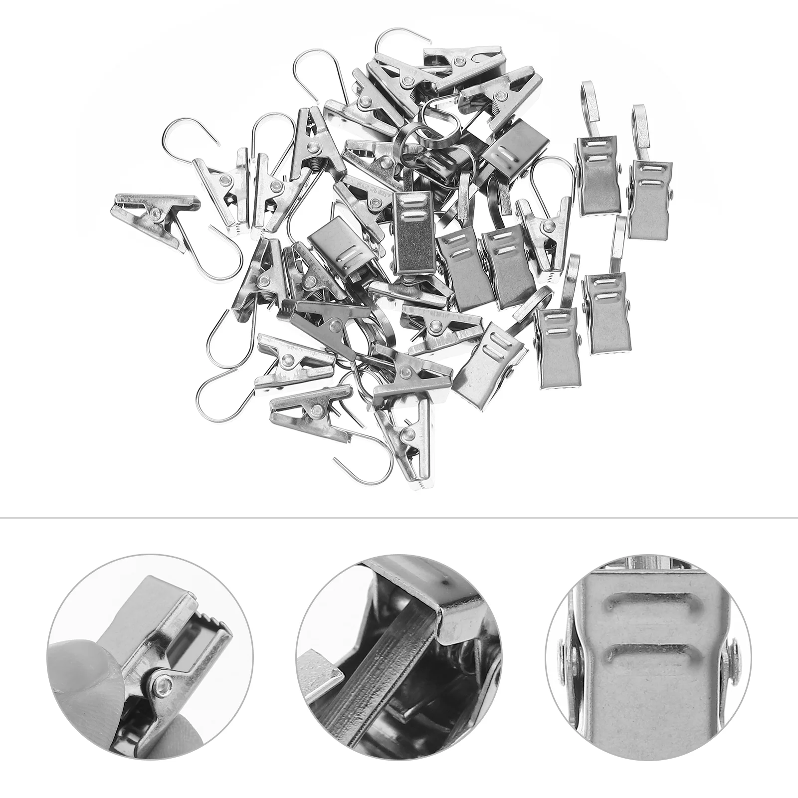 

30 Pcs Clip Clamps Curtain Hook Home Decoration The Banner Hooks Stainless Steel Heavy Duty Coat Hangers