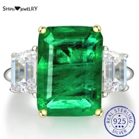 shipei luxury 925 sterling silver created moissanite emerald paraiba tourmaline gemstone wedding engagement rings fine jewelry