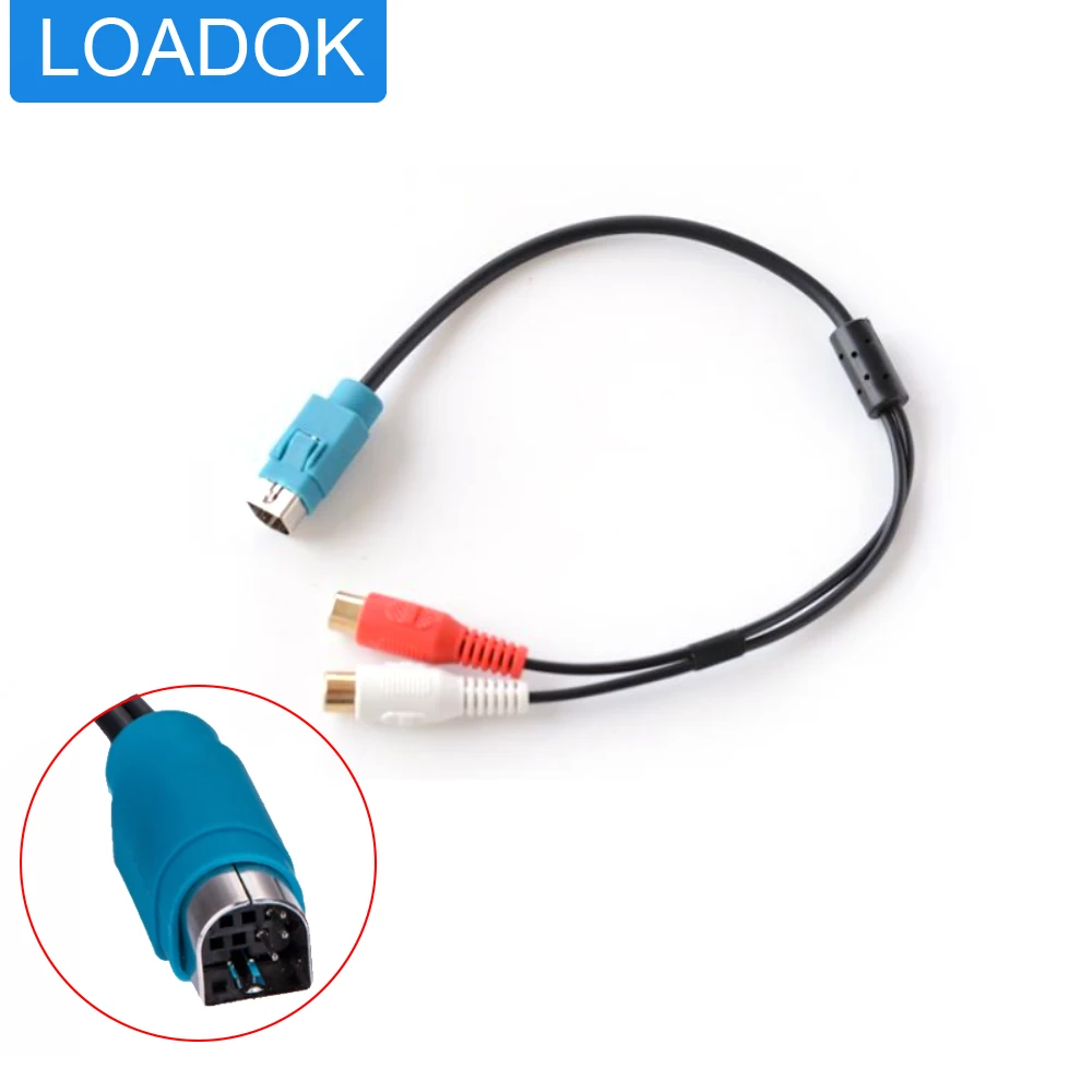 

Car CD Radio Connector RCA Aux 2RCA Jack Subwoofer Cable Wire for ALPINE KCE-236B CDA-9886 CDA IDA-X100 IVA-D105