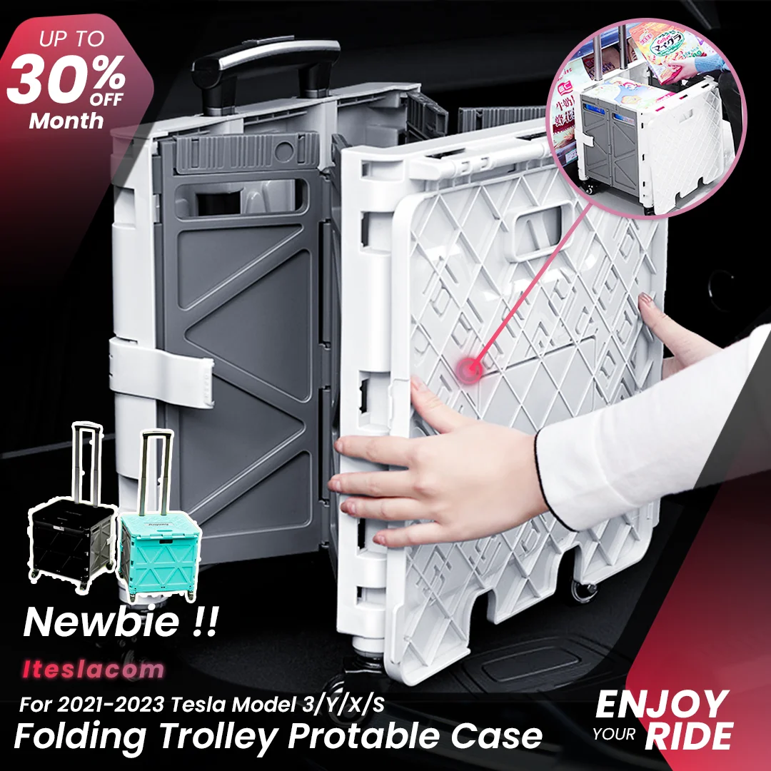 

2023 Model Y Portable Folding Trolley Car Case Mini Luggage Storage Case Universal For Tesla Model 3 Y S X 2023 Accessories