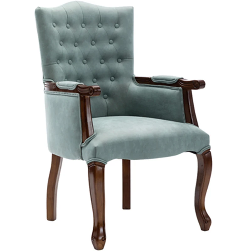 

European solid wood armrest chair American single Vintage Hotel coffee shop dining chair home cloth art office learning chair