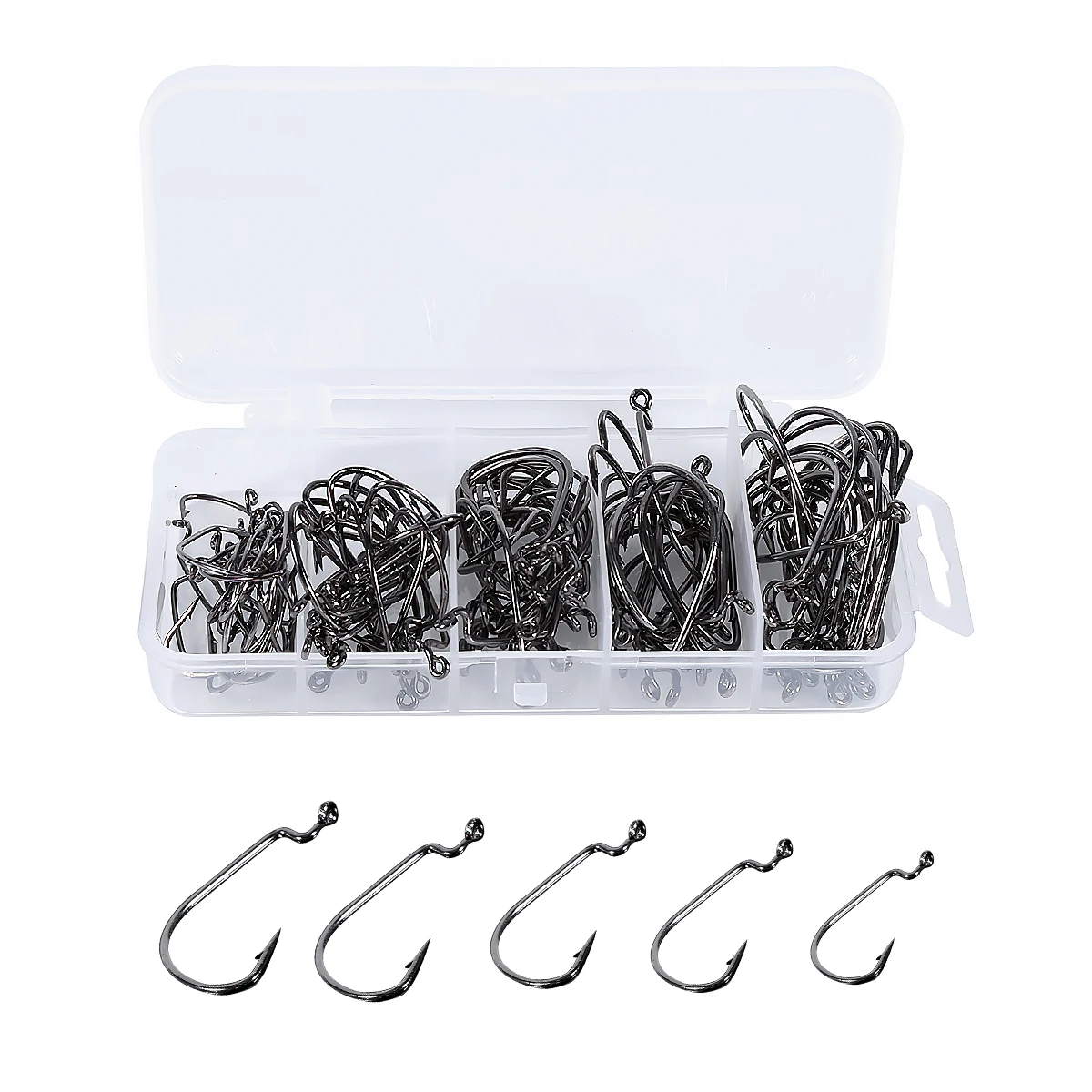 

100PCS/Box Fishing Crank Hook High Carbon Steel Offset Lure Jig Worm Fishing Accessories Tools Hook