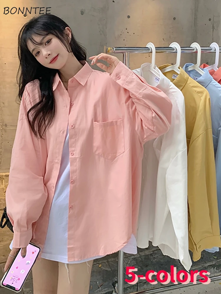 

Shirts Women Solid Simple Summer Thin Casual Fashion Camisas Mujer Korean Style Office Female Loose Youth Sun-proof Cozy Chic