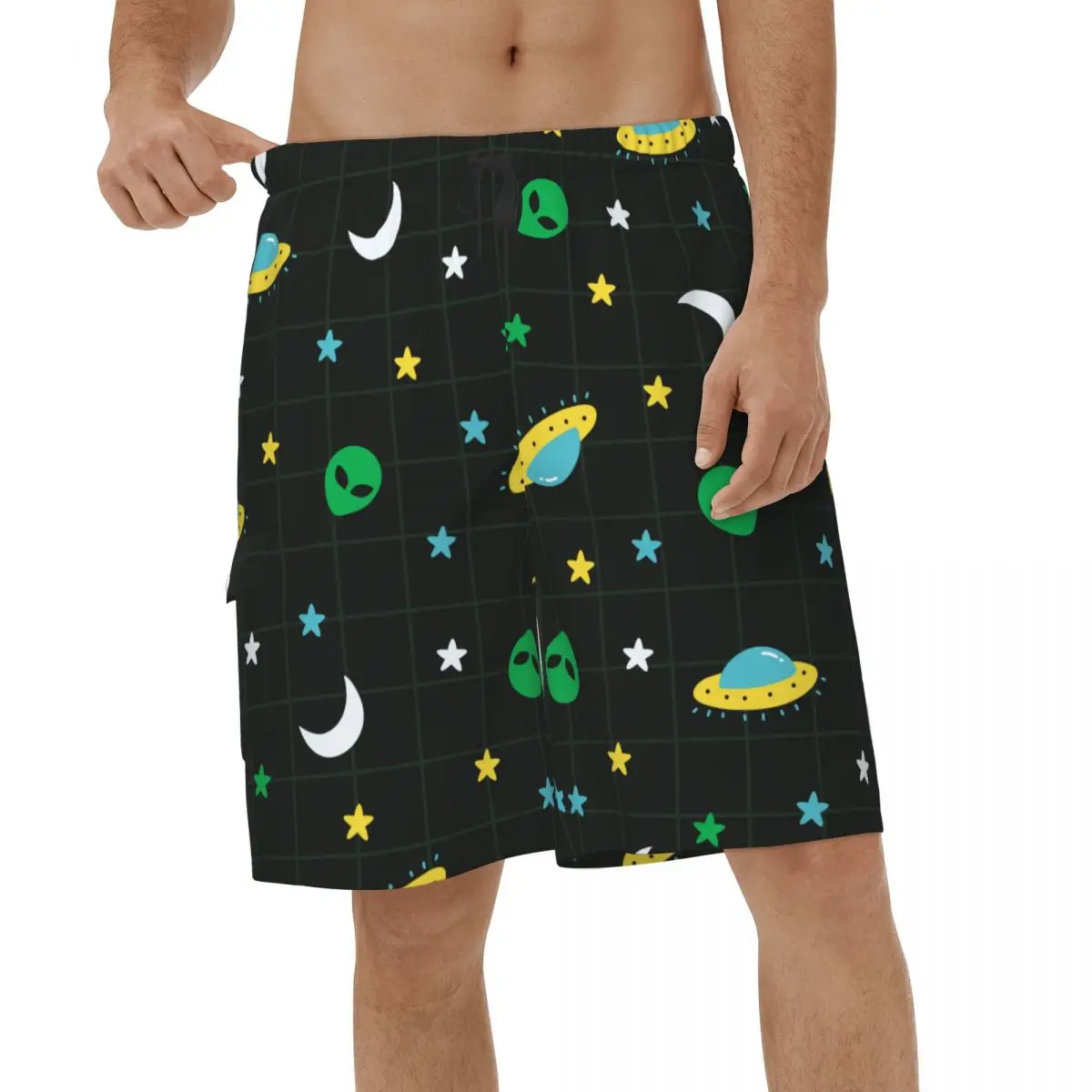 

Шорты мужские с принтом инопланетянина, НЛО, луна, звезда, космос, летняя одежда для плавания, новые мужские плавки