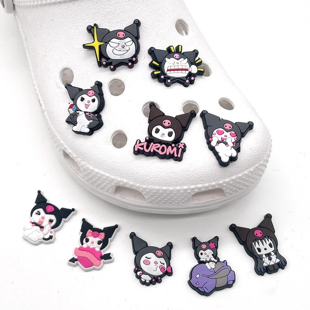 

Sanrio Kuromi Hole Shoes Flower Shoes Buckle PVC Flower Shoes Decoration Lovely Cartoon Kawai Animation Accessories Gift Anime