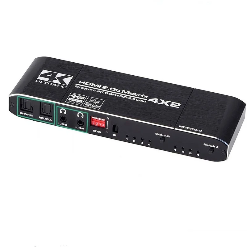 Матричный переключатель 4x2 сплиттер с SPDIF и L/R 3 5 мм HDR HDMI-совместимый 4x 2 Поддержка
