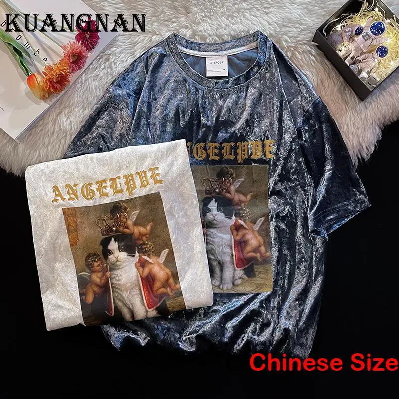 

Забавные футболки KUANGNAN из ледяного шелка мужская одежда в стиле хип-хоп Корейская одежда мужская футболка для бега с коротким рукавом мужск...