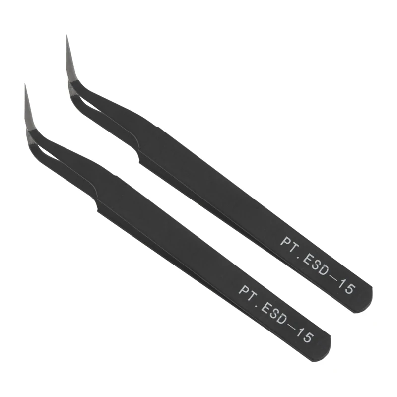 

TOP 4 Pcs 13Cm Length Black Anti-Static Straight Curved Tweezers