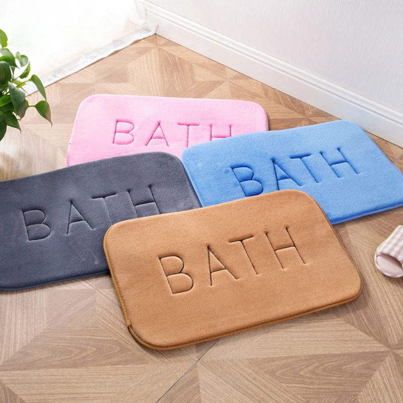 

Soft Coral Fleece Bath Mats Thick Memory Foam Bathroom Mats Non-slip Water Absorbent Bath Rugs For Kitchen Toilet Door Floor