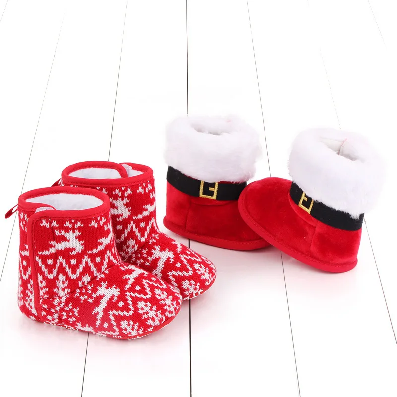 

Christmas boots cotton boots baby shoes soft soled walking shoes warm boots 0-1 years old soft soled high boots