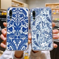 blue and white porcelain phone case for xiaomi 11 redmi note 11pro5g 8 8t 9 9a 9s 10 k30 10t pro ultra k40pro transparent case