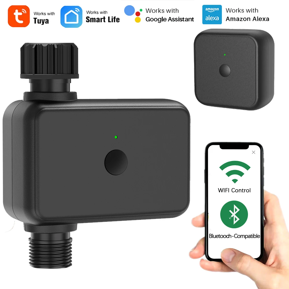 

Bluetooth/WIFI-Compatible Garden Water Timers Smart Solenoid Valve Automatic Irrigation Rainfall Monitoring Simple Programming