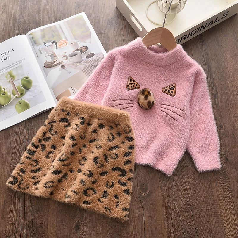 Girls Dress 2022 New Princess Dresses Autumn Winter Christmas Sweater and A-Line Dress for Girl Kid Dress Cute Children Clothing