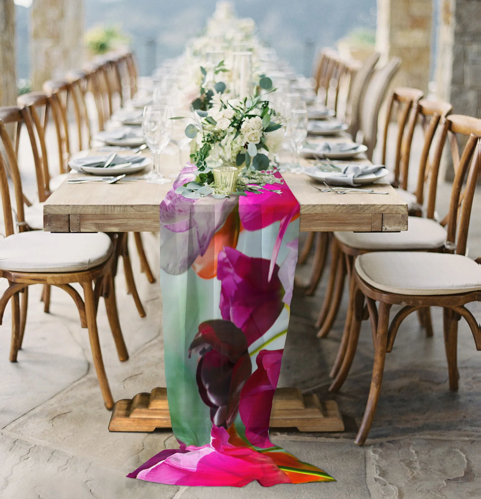 Красочные тюльпаны Весна солнце прозрачная шифоновая скатерть для деревенской свадьбы вечеринки дня рождения тюль вуаль скатерть украшен...