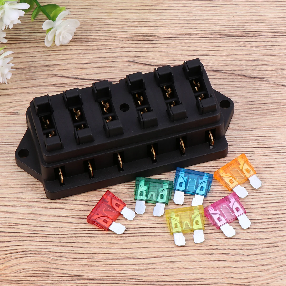 

1 Set 6 Way Fuse Block Black LED Illuminated Fuse Box Holder for Car Marine Automotive