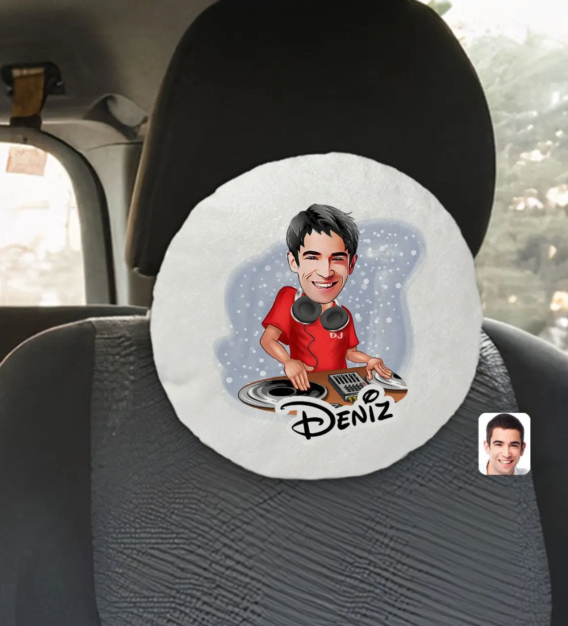 

Персонализированное мужское ди-карикатура для круглого автомобильного сиденья yastığ---