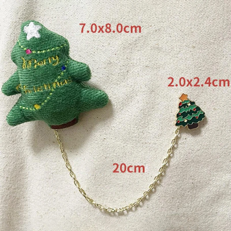 Мультяшная Рождественская елка снеговик кукла Лось плюшевая брошь-цепочка