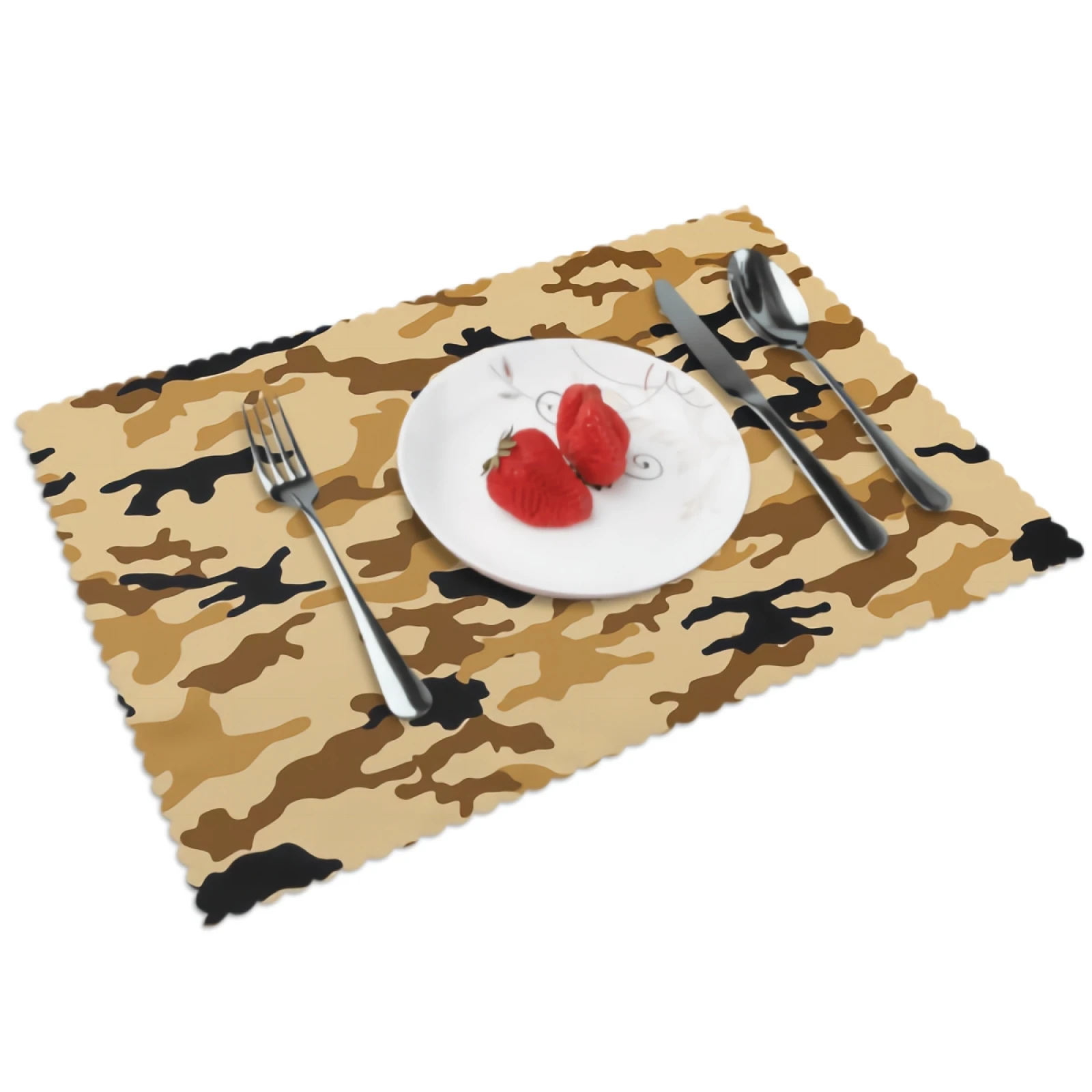 

Camo Placemats for Dining Table Set of 4 Camouflage BrownDecor Rectangular Heat Resistant Washable Place Mat