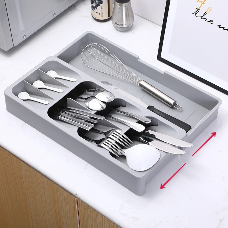 Cutlery Storage Tray Spoon Fork Organizer Kitchen Drawer Separation Box Knife Block Holder Tableware Plastic Container Cabinet