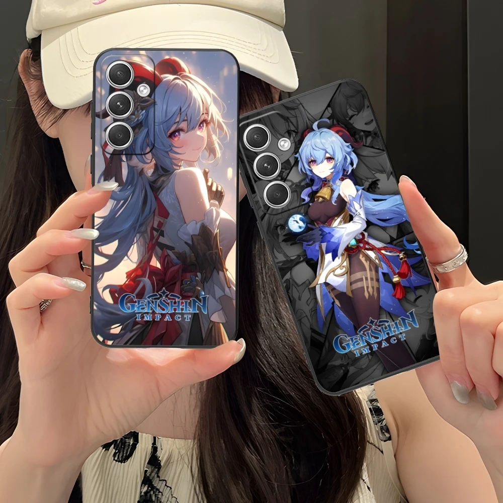 Чехол Genshin Impact Ganyu мобильный телефон для Samsung Galaxy S24 S23 S22 S21 S20 S10 S9 Plus FE Ultra Lite черный