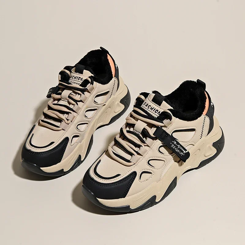 Женские массивные кроссовки зимние теплые повседневные прогулочные туфли на