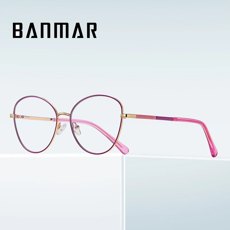 

BANMAR Anti Blue Light Glasses Women Oval Metal Frame Transparent Computer Reading Optical Eyeglasses Ray Blocking Eyewear