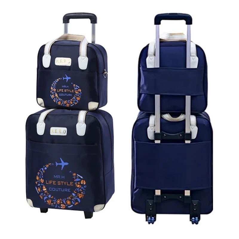 Rolling Luggage Travel Bag On Wheels Trolley suitcase with handbag go Shopping  for Girls vs Women Boarding Trolley Luggage Sets