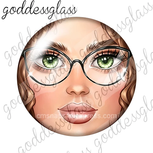 Фото Элегантные женские матрьошки Beauty Lady Face, 10 шт., 12 мм/18 мм/20 мм/25 мм, круглые стеклянные кабошоны с плоским дном для изготовления украшений. №5
