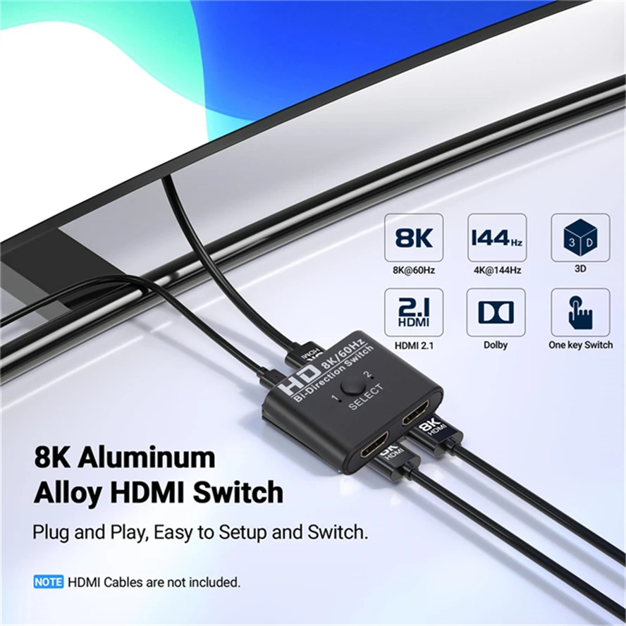 Фото 4K HDMI-совместимый переключатель двунаправленный сплиттер 1x 2/2x1 HDMI 8K 60 Гц переключатель 2 в 1 для PS4/3 ТВ-монитора переключатель адаптер №3