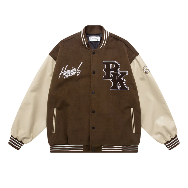 

2022 Men Hip Hop Baseball Jacket Letter Embroidery Patchwork Vintage Streetwear Harajuku Fashion Casual Varsity Jackets Coat