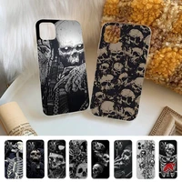 gothic fashion skull phone case for iphone 11 12 13 14 mini pro max xr x xs tpu clear case for 8 7 6 plus se 2020