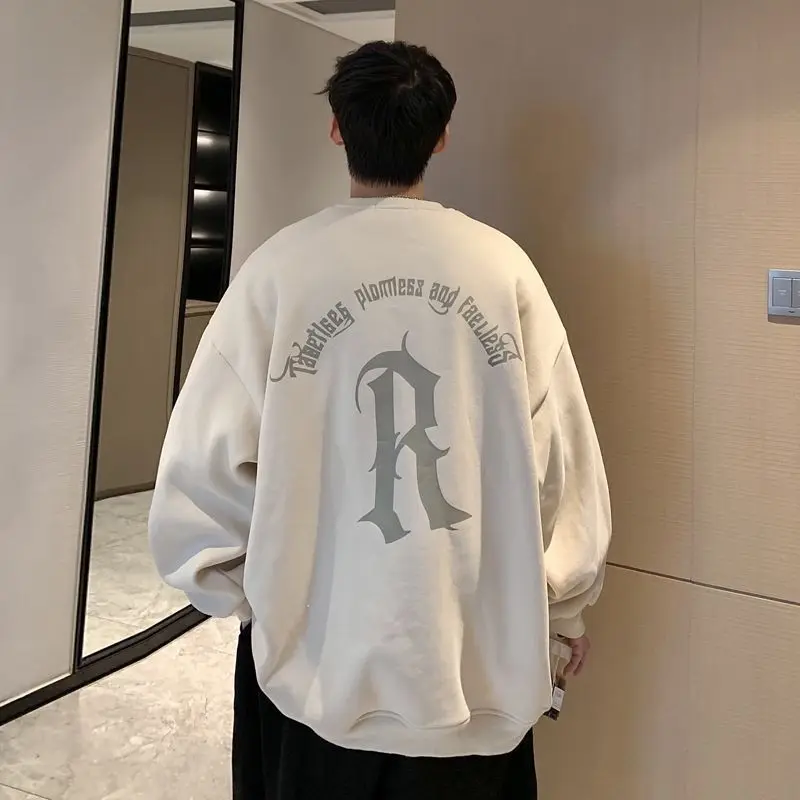 

Мужская Осенняя Модная брендовая куртка без пальцев в стиле ins, весенне-осенний винтажный тяжелый Свободный Топ с круглым вырезом в стиле Харадзюку