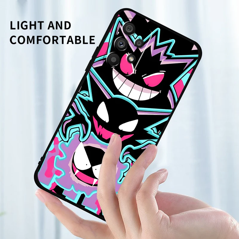 P-Pokemons G-Gengguis мультфильм для Samsung A53 A52 A33 A32 A51 A71 A21S A13 A73 A55 A22 A23 A35 A72 A54 A12 5G черный