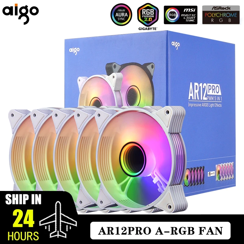 Вентилятор Aigo AR12PRO для компьютера 120 мм RGB 4 контакта
