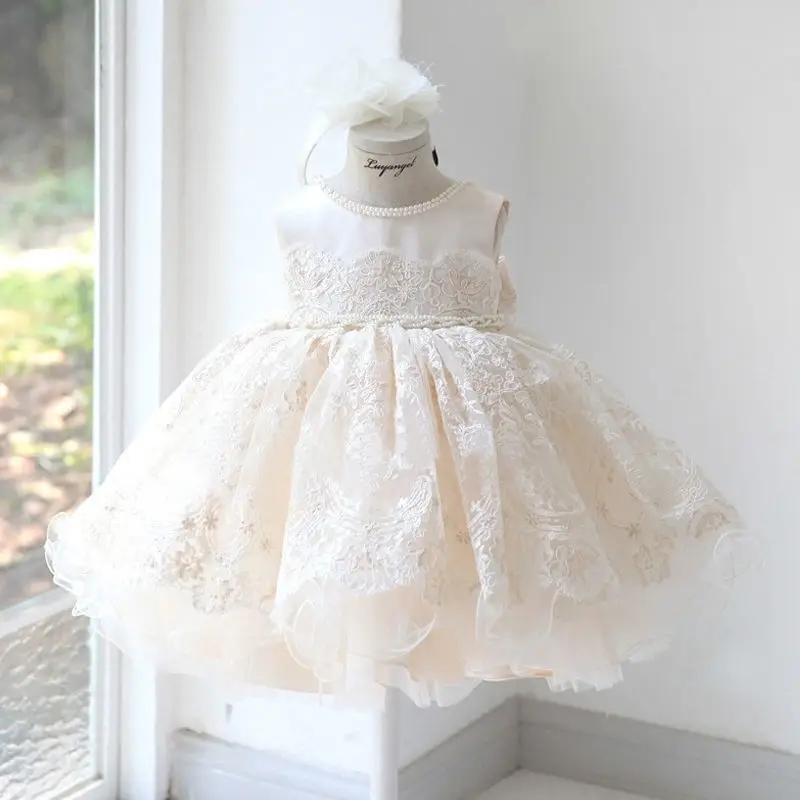 

Children Dress Princess Evening Dress Girl Flower Girl Wedding Dresses Baby 1st Birthday Party Performance Dress Sequin Big Bow