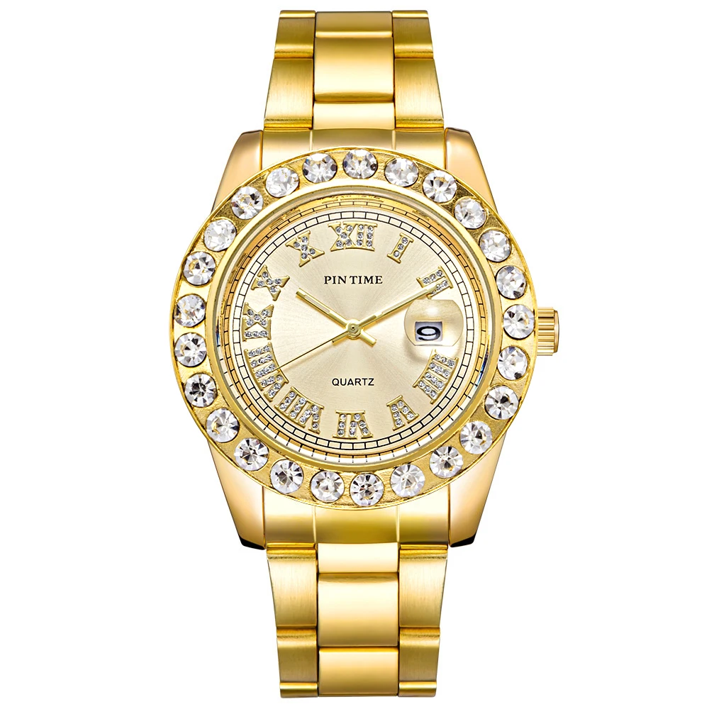 Big Dial Watches Men Diamond Quartz Watch 2022 New Men's Watch Clock Stainless Steel Business Luxury Sapphire Clock Relogio