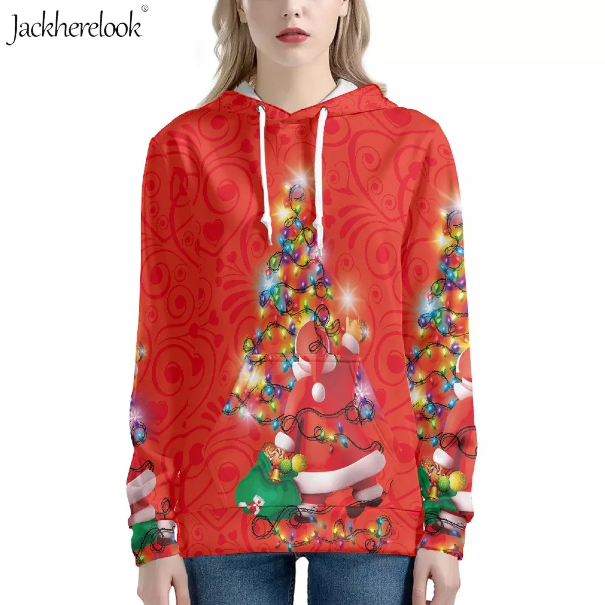

Jackherelook Clothing for Girls Sweatshirts Christmas Gifts Cartoon Santa Claus Print Autumn/Winter Hoodie sudaderas con capucha