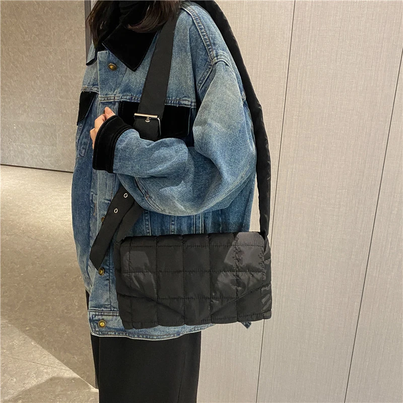 New Fashion Space Pad Cotton Women Shoulder Bags Winter Nylon Padded Quilted Shopper Bags Female Casual Crossbody Bags Handbags