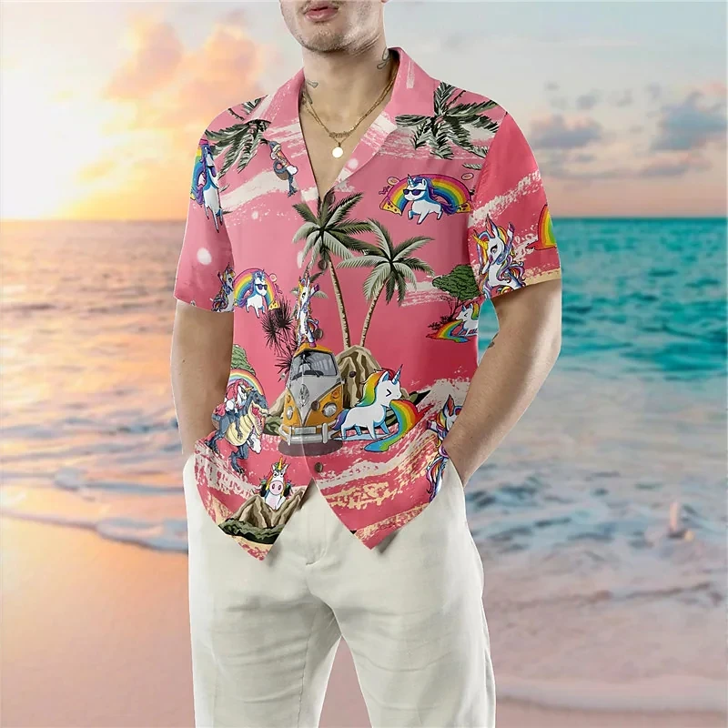 

Men's Shirt Summer Hawaiian Shirt Flamingo Graphic Prints Turndown Holiday Short Sleeve Button-Down Print Clothing Streetwear