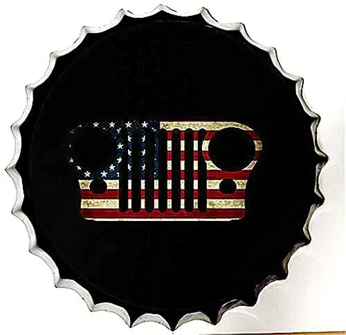 

Retro Sign American Flag Bottle Caps Retro Metal Tin Sign Diameter Handcrafts Home Decor Bar Plaque Lounge Man Cave Garage