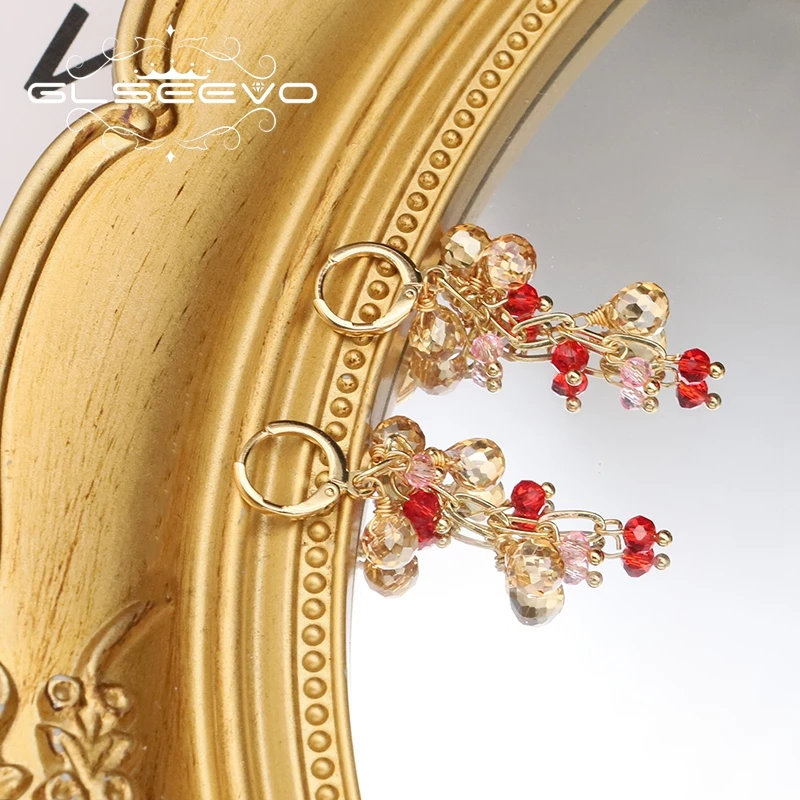 

GLSEEVO блестящие цветные кристаллы Висячие длинные серьги-цепочки для женщин ретро Роскошные Ювелирные изделия Подарки на годовщину GE1270