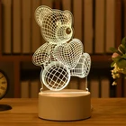 2022 подарок на день Святого Валентина 3D лампа для любви в форме сердца акриловый медведь Роза светодиодный ночсветильник детский подарок на день рождения Пасха Свадебный декор