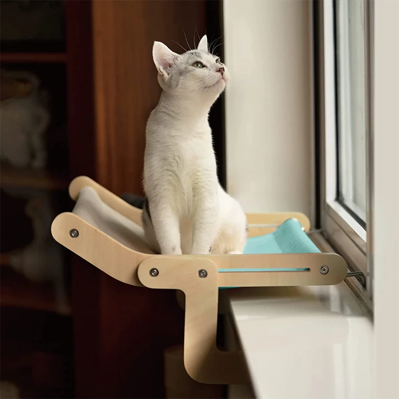 

Cat Hammock Wall Hanging Bed Kitten Window Perch Lounge Climbing Frame Bask Cat Bed Shelve for Indoor No Drilling No Suction Cup