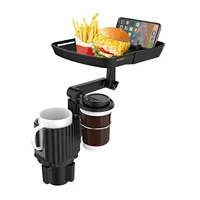 car tray for eating 360 degree adjustable dual cup holder expander with tray for car multipurpose cup holder tray for car with