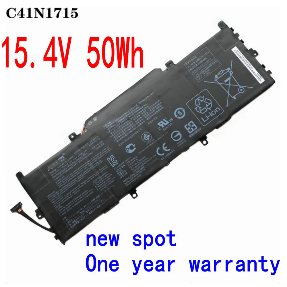 

Original 15.4V 50Wh C41N1715 Laptop Battery For ASUS Zenbook 13 UX331FN UX331UA-1B UX331UN UX331UN-1E U3100UN 0B200-02760000