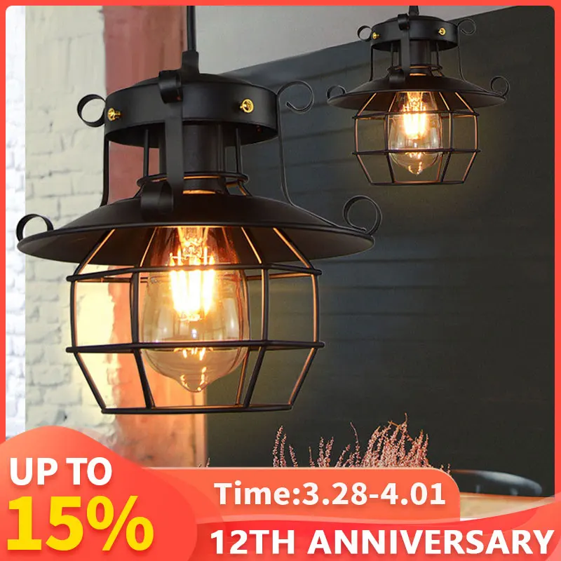 

Винтажный подвесной светильник металлический промышленный светильник потолочный светильник люстра светильники клетка Эдисон скандинавс...